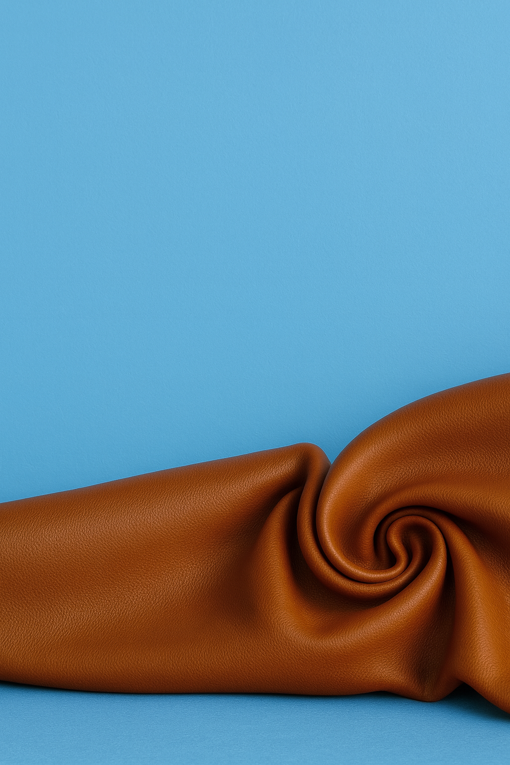 Difusor de aromas Candlys inspirado em pele de couro natural, simbolizado por tecido castanho com textura elegante sobre fundo azul.